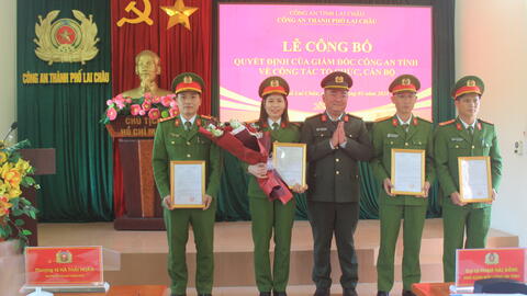 Công an thành phố Lai Châu Công bố Quyết định về công tác cán bộ