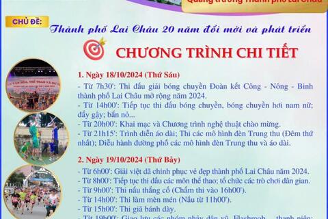 Từ ngày 18 - 20/10/2024, thành phố Lai Châu sẽ tổ chức Tuần VH,TT&DL thành phố lần thứ II năm 2024